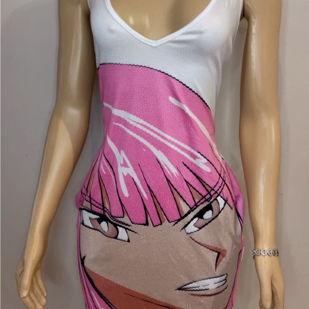 Stylish Pink and White Backless Dress